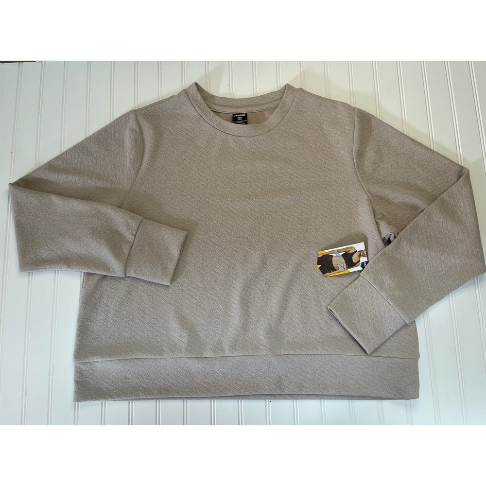 NWT Avia Womens XXXL 22 Textured Long Sleeve Tee Wild Mushroom Tan Thumbholes
